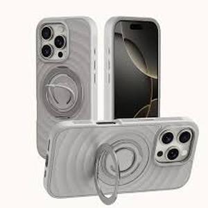 lot 7429658 image: Magnetic Ring Stand for iPhone 16 pro case Military Drop Protection Compatible with MagSafe 360° Rotatable Ring 360° Rotatable Silicone Ring with Enhanced Grip (Gray, 16 Pro)