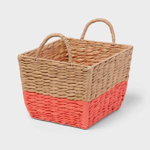 lot 36 image: Rectangular Kids Woven Basket Coral Red - Pillowfort��