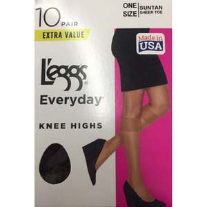 lot 64 image: Hanes L eggs Women s Everyday Knee Highs 10 Pair