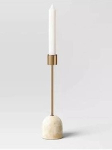 lot 72 image: Threshold Luxe Marble Taper Candle Holder. 8 Tall