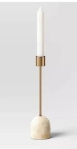 lot 73 image: Threshold Luxe Marble Taper Candle Holder. 8 Tall