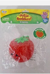 lot 77 image: Grin Studios Jellie Buddies Rubrerry Strawberry Sensory Squish Toy Scented NEW
