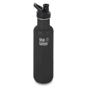 lot 84 image: Klean Kanteen 1003085 27 oz Classic Stainless Steel Single Wall Non-Insulated Water Bottle with Sport Cap - Shale Black