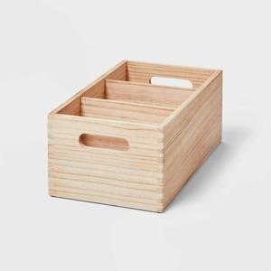 lot 100 image: 3 Compartment Light Wood Crate Natural. 14L x 8W x 5.5T- Brightroom��