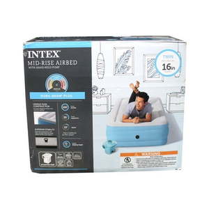 lot 121 image: Intex Mid-Rise Airbed with Hand-Held 120V Pump 16 Air Mattress Twin Size