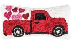 lot 124 image: C&F Home 6 x 12 Valentines Day Heart Truck Petite Small Hooked Accent Throw Pillow VDAY Gift Home Living Room Couch Sofa Chair Bed Bedroom Decor Decoration 6 x 12 Red