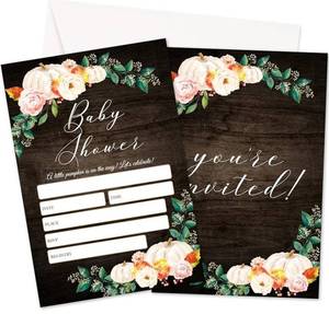 lot 56124 image: Fall Pumpkin Baby Shower Invitation Set of 2 packs