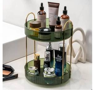 lot 56133 image: 2-Tier Green Rotating Lazy Susan Organizer