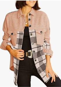 lot 56135 image: Womens Two-Tone Plaid Button Down Shacket