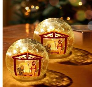 lot 56138 image: LED Nativity Glass Ball Christmas Ornaments Set
