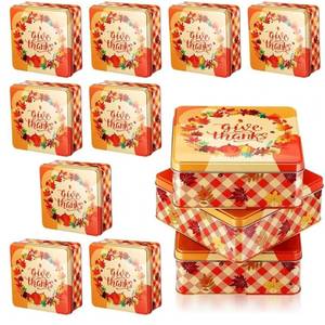 lot 56150 image: Thanksgiving Cookie Storage Tin Set - 12 Pieces