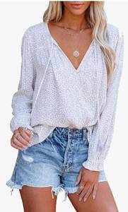 lot 56151 image: Mutitop Womens V-Neck Boho Chiffon Blouse