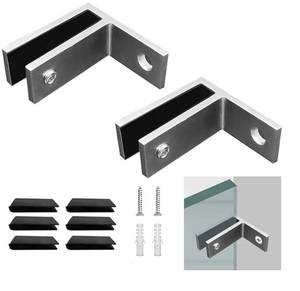 lot 56154 image: Stainless Steel Glass Clamp Brackets - 2PCS Set