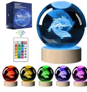 lot 56156 image: 3D Axolotl Crystal Ball Night Light