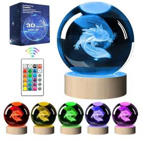 lot 56157 image: 3D Axolotl Crystal Ball Night Light