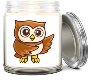 lot 56160 image: Lavender Scented Owl Design Mason Jar Candle