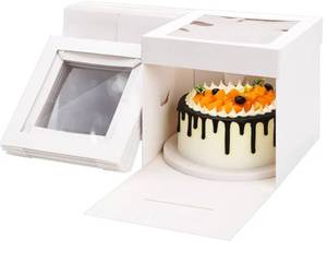 lot 56169 image: Professional White Cake Display Boxes with Window - 10 Pack