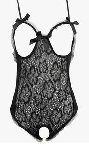lot 56199 image: Black Floral Lace Bodysuit