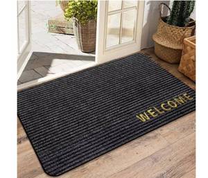 lot 57061 image: LYGLIGH Heavy Duty Welcome Door Mat - Dark Gray with Gold Lettering