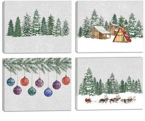 lot 57066 image: Vintage Winter Christmas Canvas Wall Art Set