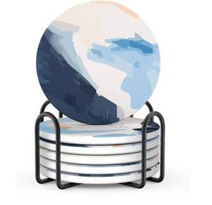 lot 57076 image: LIFVER Marble Style Ceramic Coaster Set