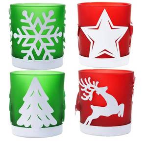 lot 57077 image: Christmas Glass Votive Candle Holder Set