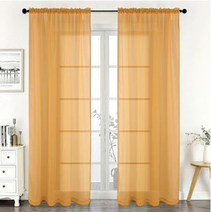 lot 56223 image: Tonys collection Gold Sheer Curtains 84 Inches Long Panels, Solid Color Sheer Window Curtains Window Slub Textured PanelsDrapesTreatment for Bedroom Living Room(34x84 Inch, Gold, 2 Panels)