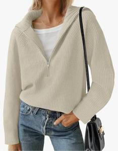 lot 56227 image: Womens Half-Zip Ribbed Knit Sweater Womens L