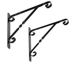 lot 56231 image: Decorative Black Wall Plant Brackets - Set of 2