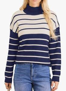 lot 56235 image: Navy and White Striped Mock Neck Sweater Womens L