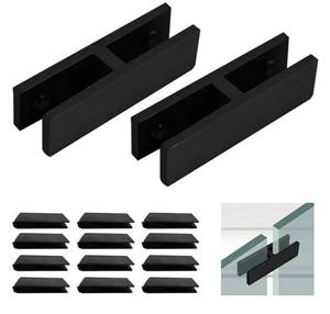 lot 56255 image: Black Glass Clamp Brackets for Staircase Handrail