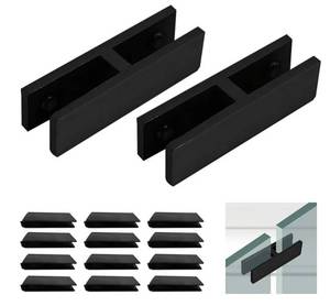lot 56256 image: Black Glass Clamp Brackets for Staircase Handrail