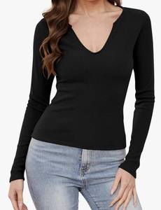 lot 56274 image: Womens V-Neck Long Sleeve Ribbed Top Womens S
