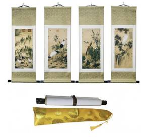 lot 56276 image: Traditional Asian Wall Scroll Set - Birds and Nature