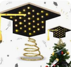 lot 56381 image: Craftsatin 9.2 x 7.8 inch wood graduation tree topper