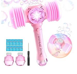 lot 56385 image: Bubble Hammer Wand, 2 in 1 Bubble Machine with Toy Hammer, Automatic Bubble Blower, Light Up & Beep Sound Bubble Maker with Bubble Solution, Outdoor Toys for Kids