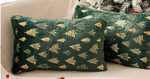 lot 56388 image: FUTEI Christmas Tree Green Throw Pillow Covers 12x20 inch Set of 2,Soft Decorative Lumbar Pillow Cases,Home Decor for Couch Bed Living Room