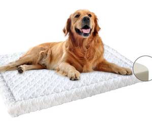lot 56396 image: Luxurious Dog Bed Premium Foam Crate Pad for MediumLarge Dogs,Washable and Anti-Slip Kennel Pad for Dogs Cozy Sleeping Pad.(White, 38x28)