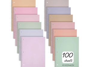lot 56403 image: Teling 12 Pcs 1 Subject Spiral Notebook Wide Ruled Colored Notebook 8 x 10 12 Inch Pastel Spiral Notebook 3 Hole Divider Pockets Assorted Colors Easy Tear 100 Sheets Office (Warm Colors)