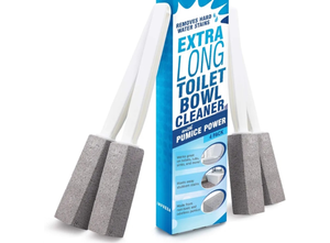 lot 56413 image: IMPRESA 4 Pack Extra Long Handled Pumice Stone Toilet Bowl Cleaner - Limescale Remover - Pumice Toilet Brush - Also Cleans BBQ Grills, Tiles, Tile Grout, & Swimming Pools