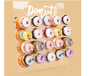 lot 57107 image: Donut Display Stand Acrylic Reusable Donut Holder Board 17.7 x 15 Inch Donut Board for Dessert Table Donut Birthday Party Decorations for Grow Up Party Wedding Bridal Shower