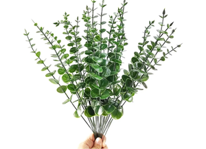 lot 57109 image: 15PCS Artificial Eucalyptus Stem Faux Eucalyptus Decor Artificial Green Branches Leaves - for Wedding Floral Arrangements Home Decor