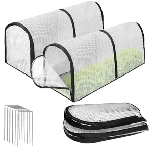lot 57110 image: 2PCS Garden Rows Plant Cover for Raised Garden Beds, 43�12�16in Row Accelerator Plants Cover for Vegetables Warming Greenhouse Cover with Ground Nails Raised Bed Cover