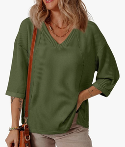 lot 57117 image: Casual V-Neck Ribbed Sweater