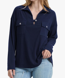 lot 57118 image: Womens Casual V Neck Ribbed Knitted Shirts Loose Long Sleeve Tunic Tops Fall Pullover Blouses Top with Pockets 2xl