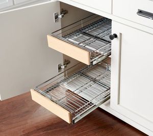 lot 1030 image: Retail - $103.00 Pop-It Set of 2 Sliding Cabinet Organizers, Blonde