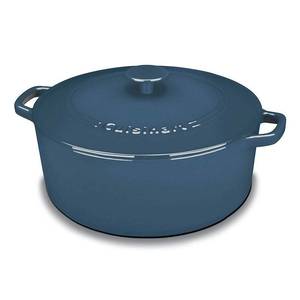 lot 1036 image: Cuisinart Chef Classic 7qt Blue Enameled Cast Iron Round Casserole with Cover-CI670-30BG Dishwasher-Safe Baking Dish&nbsp