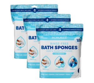 lot 1054 image: SCRUBZZ Rinse Free 75pc Bath Single Use Shower