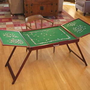 lot 1105 image: Bits and Pieces Fold-and-Go Wooden Jigsaw Puzzle Table 25 x 34 In Surface&nbsp