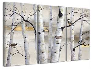 lot 1115 image: 3-Piece Birch Tree Canvas Wall Art